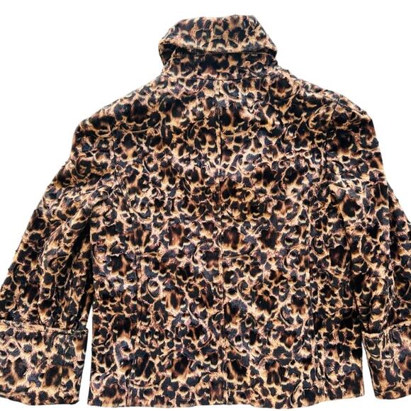 Etcetera Ladies Leopard Short Jacket Size Small Retro Brown Black Faux Fur - Picture 6 of 7